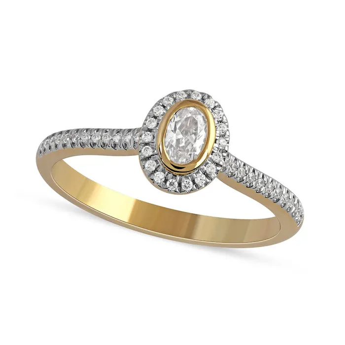 Rings Goldia 033 CT TW Oval Natural Diamond Frame Engagement Ring in Solid 10K Yellow Gold II1 Rings Goldia 033 CT TW Oval Natural Diamond Frame Engagement Ring in Solid 10K Yellow Gold II1