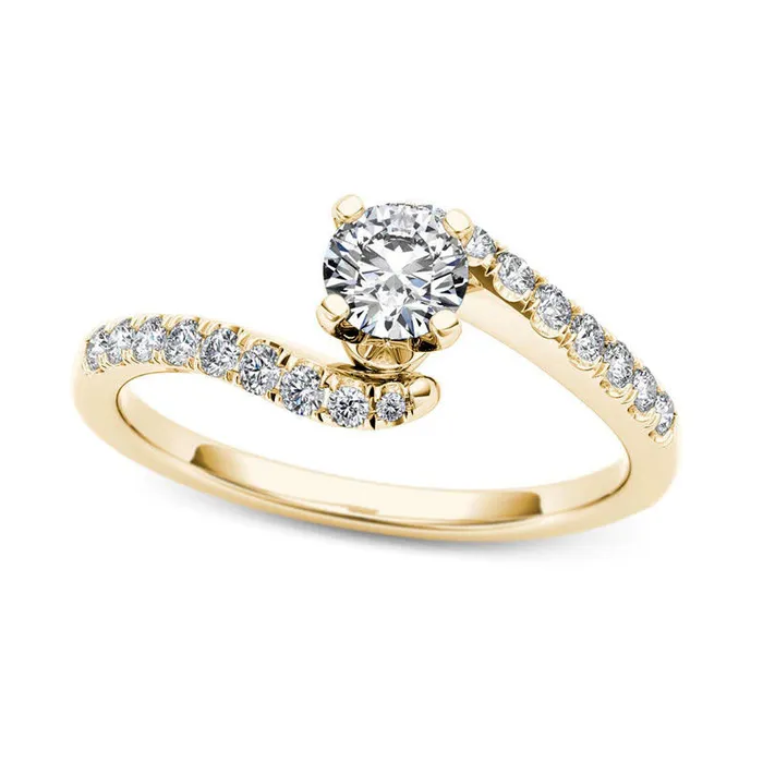 Rings Goldia 050 CT TW Natural Diamond Bypass Engagement Ring in Solid 14K Gold Rings Goldia 050 CT TW Natural Diamond Bypass Engagement Ring in Solid 14K Gold