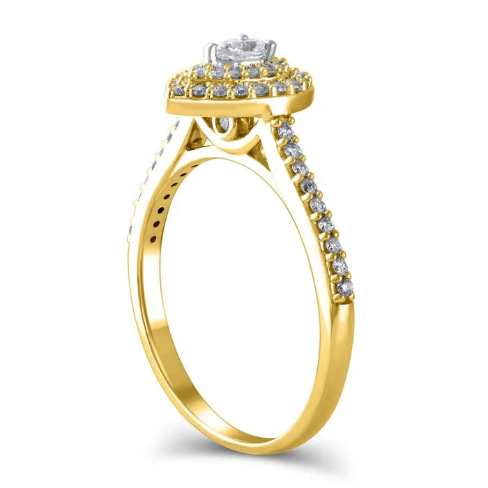 Rings Goldia 050 CT TW PearShaped Natural Diamond Double Frame Engagement Ring in Solid 10K Yellow Gold Rings Goldia 050 CT TW PearShaped Natural Diamond Double Frame Engagement Ring in Solid 10K Yellow Gold