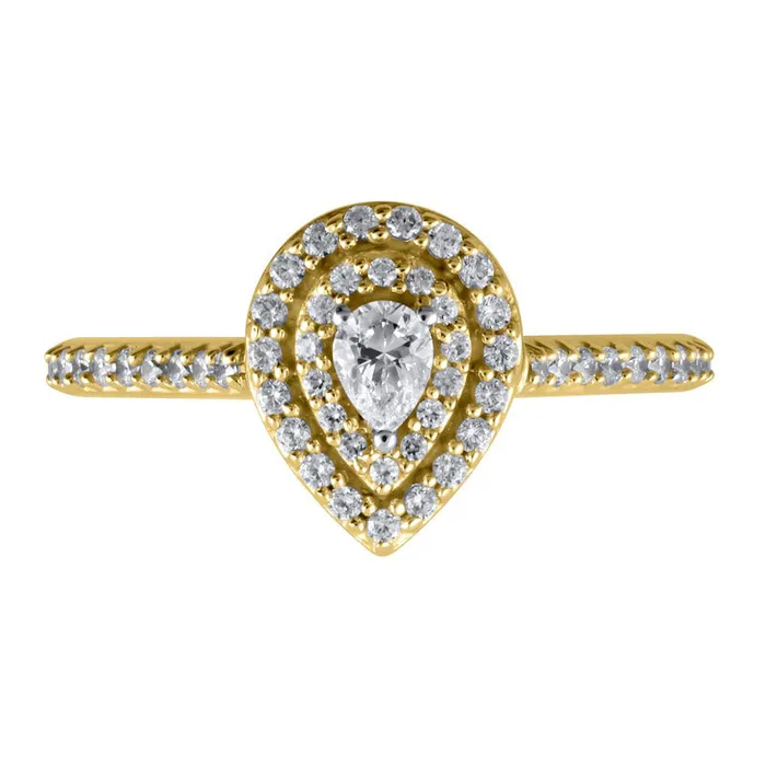 Rings Goldia 050 CT TW PearShaped Natural Diamond Double Frame Engagement Ring in Solid 10K Yellow Gold Rings Goldia 050 CT TW PearShaped Natural Diamond Double Frame Engagement Ring in Solid 10K Yellow Gold