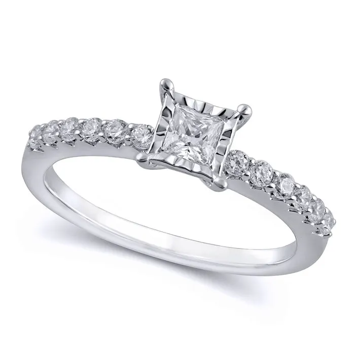 Rings Goldia 050 CT TW PrincessCut Natural Diamond Engagement Ring in Solid 10K White Gold Rings Goldia 050 CT TW PrincessCut Natural Diamond Engagement Ring in Solid 10K White Gold