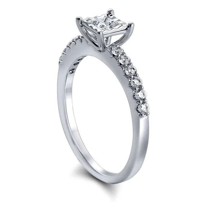 Rings Goldia 050 CT TW PrincessCut Natural Diamond Engagement Ring in Solid 10K White Gold Rings Goldia 050 CT TW PrincessCut Natural Diamond Engagement Ring in Solid 10K White Gold