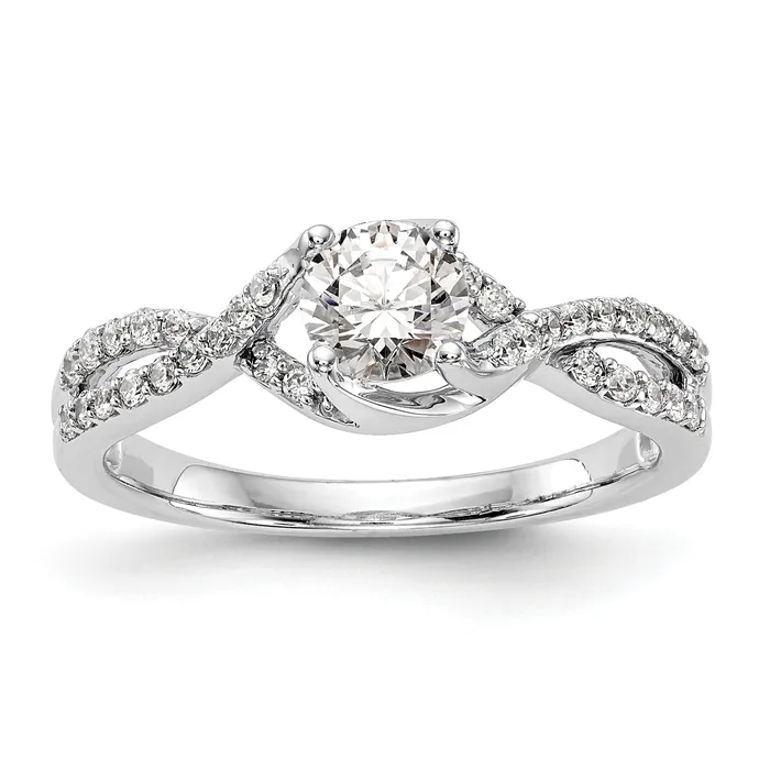 Rings Goldia 050ct CZ Solid Real 14k White Gold Round CrissCross Engagement Ring Rings Goldia 050ct CZ Solid Real 14k White Gold Round CrissCross Engagement Ring