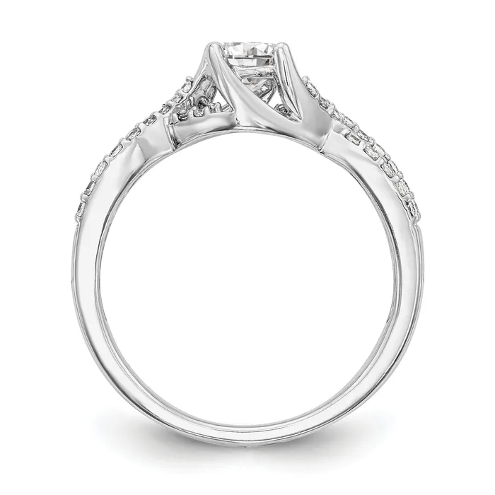 Rings Goldia 050ct CZ Solid Real 14k White Gold Round CrissCross Engagement Ring