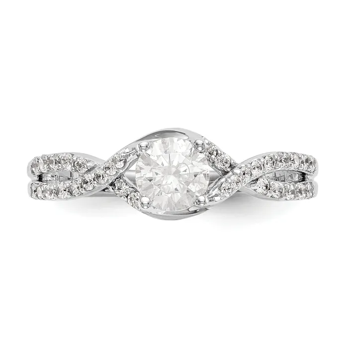 Rings Goldia 050ct CZ Solid Real 14k White Gold Round CrissCross Engagement Ring
