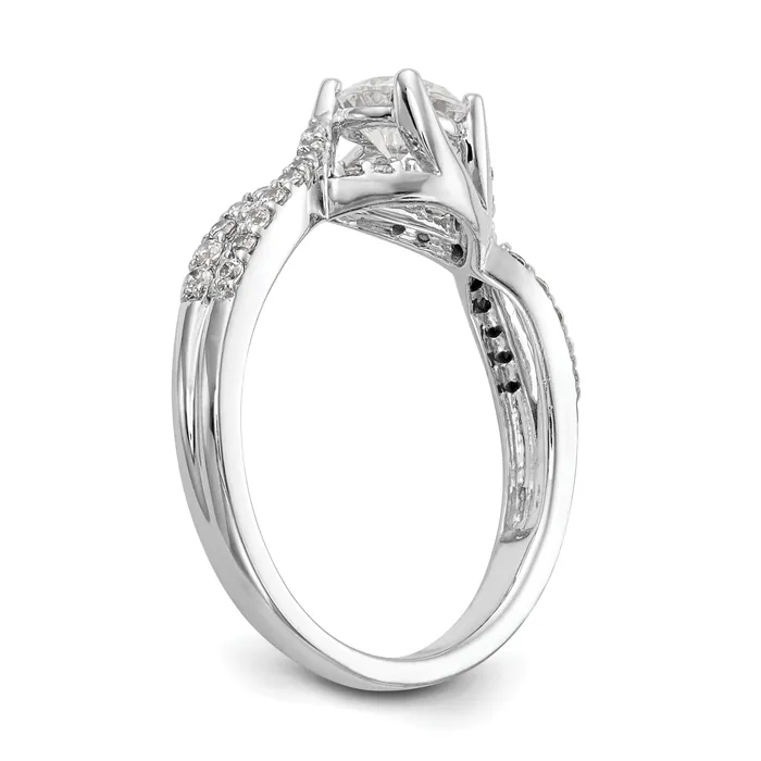 Rings Goldia 050ct CZ Solid Real 14k White Gold Round CrissCross Engagement Ring