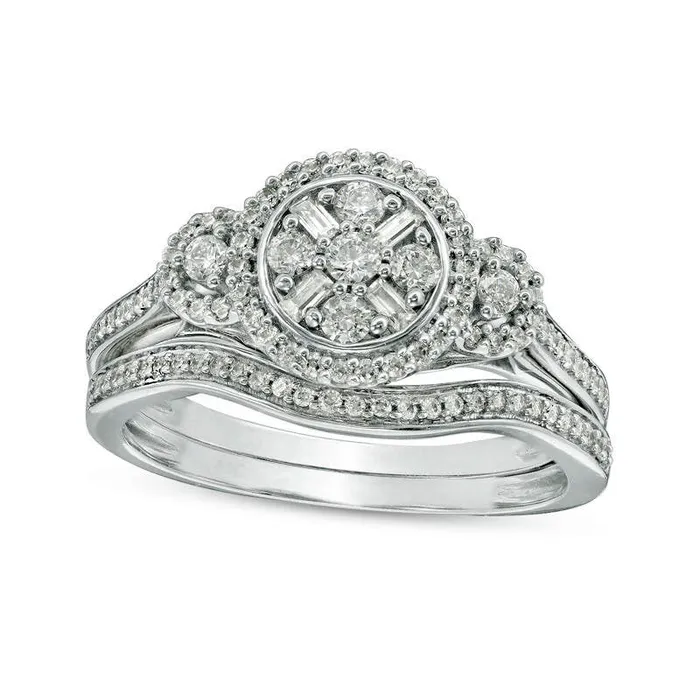 Rings Goldia 063 CT TW Composite Natural Diamond Frame Bridal Engagement Ring Set in Solid 10K White Gold Rings Goldia 063 CT TW Composite Natural Diamond Frame Bridal Engagement Ring Set in Solid 10K White Gold