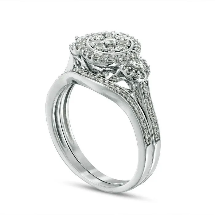 Rings Goldia 063 CT TW Composite Natural Diamond Frame Bridal Engagement Ring Set in Solid 10K White Gold Rings Goldia 063 CT TW Composite Natural Diamond Frame Bridal Engagement Ring Set in Solid 10K White Gold