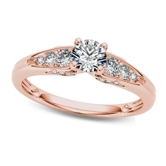 Rings Goldia 063 CT TW Natural Diamond Engagement Ring in Solid 14K Rose Gold Rings Goldia 063 CT TW Natural Diamond Engagement Ring in Solid 14K Rose Gold