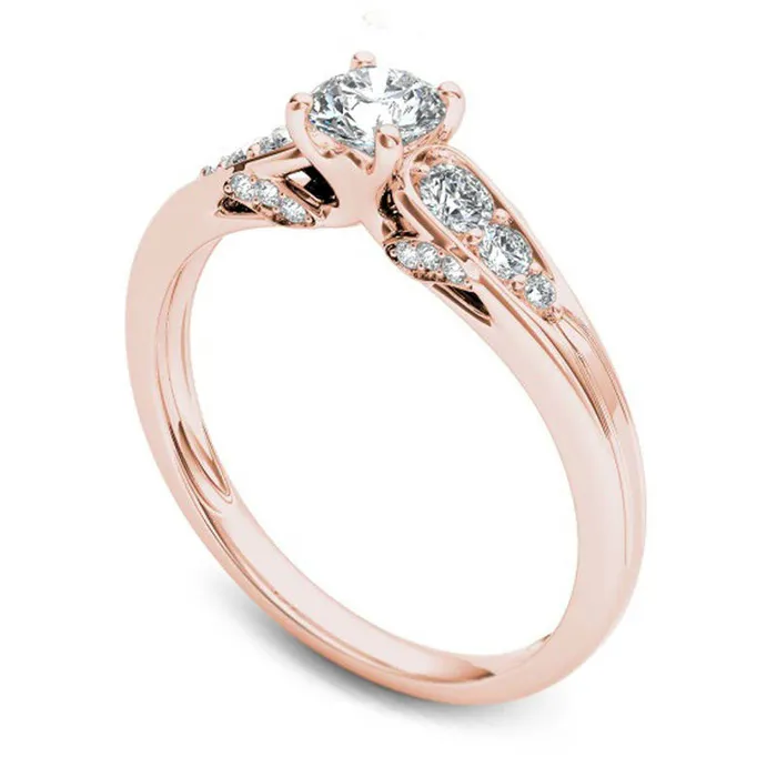 Rings Goldia 063 CT TW Natural Diamond Engagement Ring in Solid 14K Rose Gold Rings Goldia 063 CT TW Natural Diamond Engagement Ring in Solid 14K Rose Gold