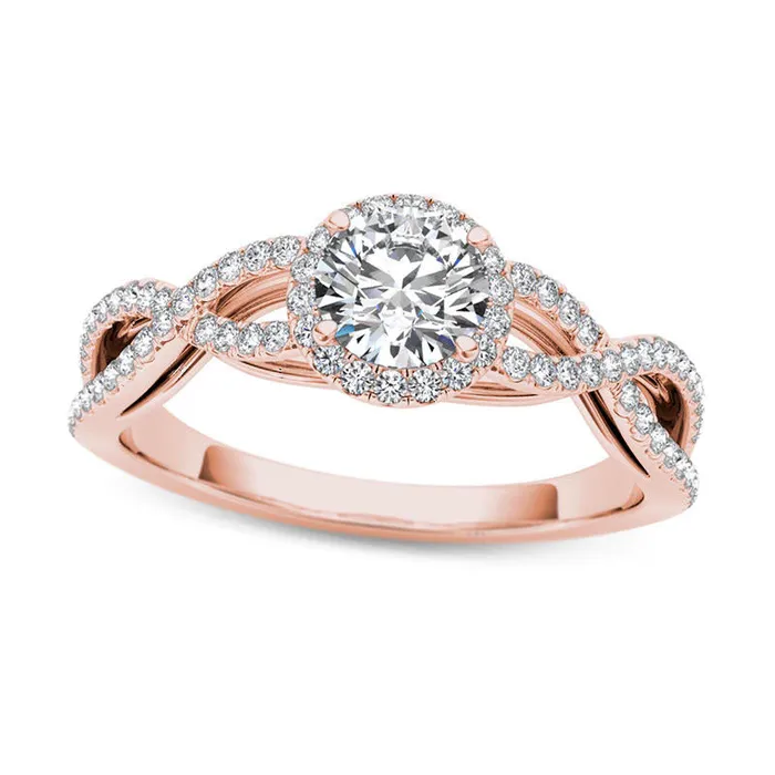 Rings Goldia 075 CT TW Natural Diamond Frame Twist Engagement Ring in Solid 14K Rose Gold Rings Goldia 075 CT TW Natural Diamond Frame Twist Engagement Ring in Solid 14K Rose Gold