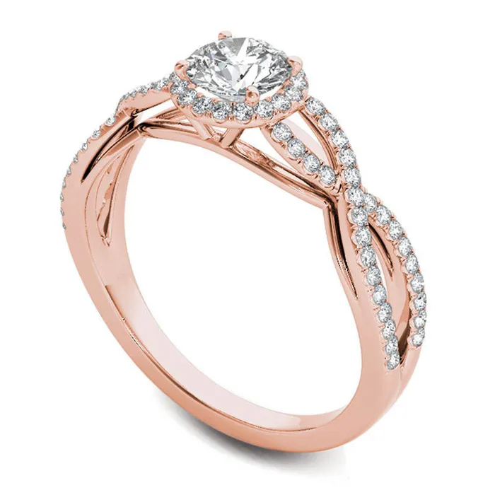 Rings Goldia 075 CT TW Natural Diamond Frame Twist Engagement Ring in Solid 14K Rose Gold Rings Goldia 075 CT TW Natural Diamond Frame Twist Engagement Ring in Solid 14K Rose Gold