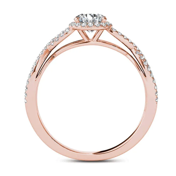 Rings Goldia 075 CT TW Natural Diamond Frame Twist Engagement Ring in Solid 14K Rose Gold Rings Goldia 075 CT TW Natural Diamond Frame Twist Engagement Ring in Solid 14K Rose Gold