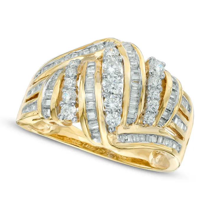 Rings Goldia 075 CT TW Natural Diamond Twisted Knot Ring in Solid 10K Yellow Gold Rings Goldia 075 CT TW Natural Diamond Twisted Knot Ring in Solid 10K Yellow Gold