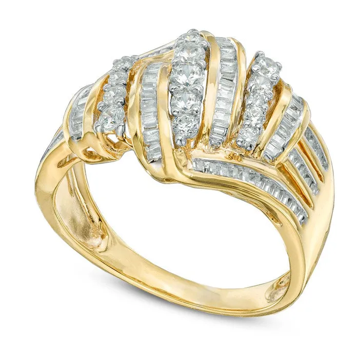 Rings Goldia 075 CT TW Natural Diamond Twisted Knot Ring in Solid 10K Yellow Gold Rings Goldia 075 CT TW Natural Diamond Twisted Knot Ring in Solid 10K Yellow Gold