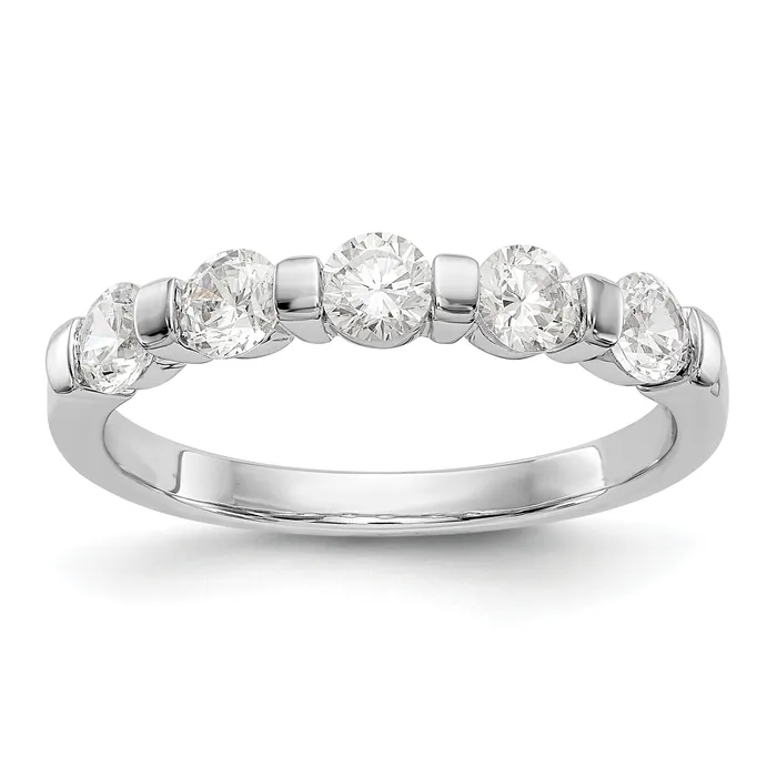 Rings Goldia 075ct CZ Solid Real 14K White Gold 5Stone Wedding Band Ring Rings Goldia 075ct CZ Solid Real 14K White Gold 5Stone Wedding Band Ring