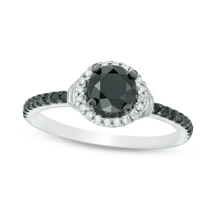Rings Goldia 10 CT TW Enhanced Black and White Natural Diamond Frame Engagement Ring in Solid 10K White Gold Size 7 Rings Goldia 10 CT TW Enhanced Black and White Natural Diamond Frame Engagement Ring in Solid 10K White Gold Size 7