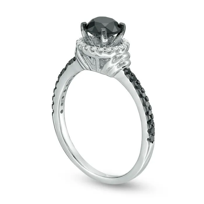 Rings Goldia 10 CT TW Enhanced Black and White Natural Diamond Frame Engagement Ring in Solid 10K White Gold Size 7 Rings Goldia 10 CT TW Enhanced Black and White Natural Diamond Frame Engagement Ring in Solid 10K White Gold Size 7