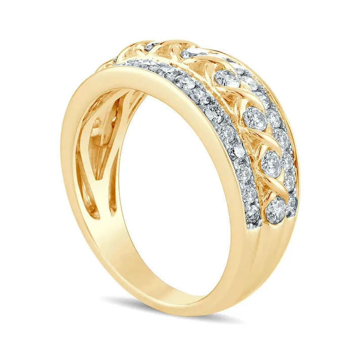 Rings Goldia 10 CT TW Natural Diamond XO Center MultiRow Ring in Solid 10K Yellow Gold Rings Goldia 10 CT TW Natural Diamond XO Center MultiRow Ring in Solid 10K Yellow Gold