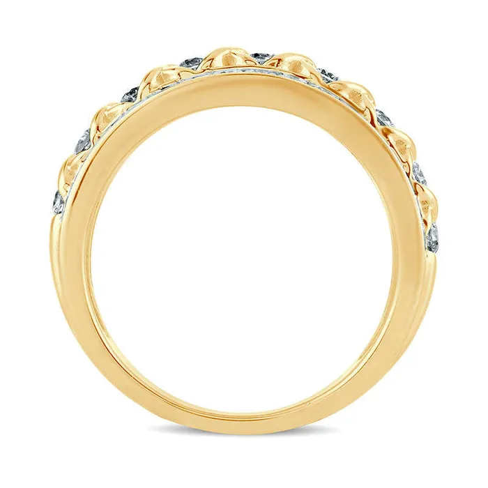 Rings Goldia 10 CT TW Natural Diamond XO Center MultiRow Ring in Solid 10K Yellow Gold Rings Goldia 10 CT TW Natural Diamond XO Center MultiRow Ring in Solid 10K Yellow Gold