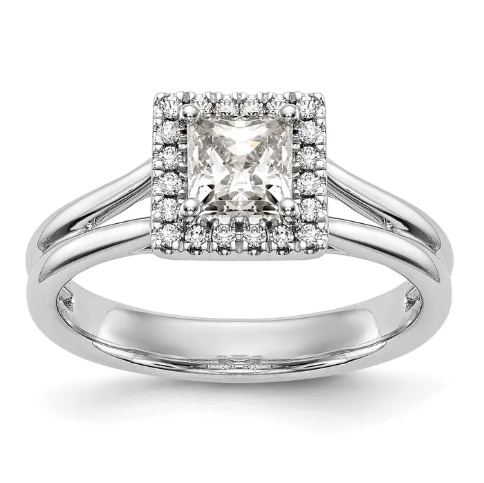 Rings Goldia 100ct CZ Solid Real 14K White Gold Princess Halo Split Shank Engagement Ring Rings Goldia 100ct CZ Solid Real 14K White Gold Princess Halo Split Shank Engagement Ring