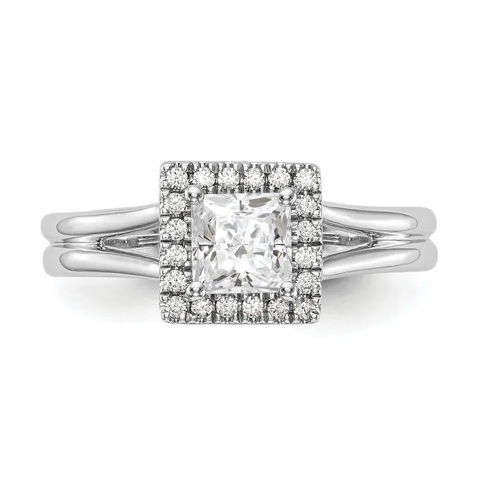 Rings Goldia 100ct CZ Solid Real 14K White Gold Princess Halo Split Shank Engagement Ring