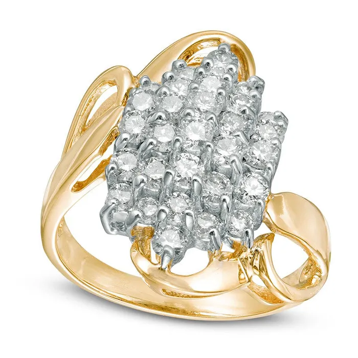 Rings Goldia 125 CT TW Natural Diamond Composite Bypass Ring in Solid 14K Gold Rings Goldia 125 CT TW Natural Diamond Composite Bypass Ring in Solid 14K Gold