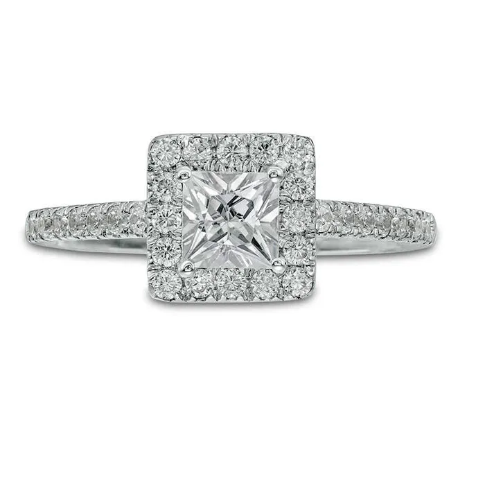 Rings Goldia 125 CT TW PrincessCut Natural Diamond Frame Engagement Ring in Solid 14K White Gold Rings Goldia 125 CT TW PrincessCut Natural Diamond Frame Engagement Ring in Solid 14K White Gold