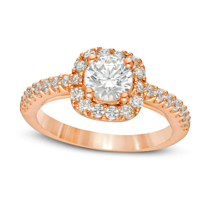 Rings Goldia 15 CT TW Natural Diamond Cushion Frame Engagement Ring in Solid 14K Rose Gold Rings Goldia 15 CT TW Natural Diamond Cushion Frame Engagement Ring in Solid 14K Rose Gold