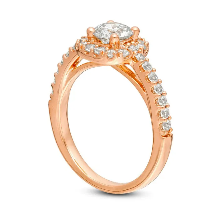 Rings Goldia 15 CT TW Natural Diamond Cushion Frame Engagement Ring in Solid 14K Rose Gold Rings Goldia 15 CT TW Natural Diamond Cushion Frame Engagement Ring in Solid 14K Rose Gold