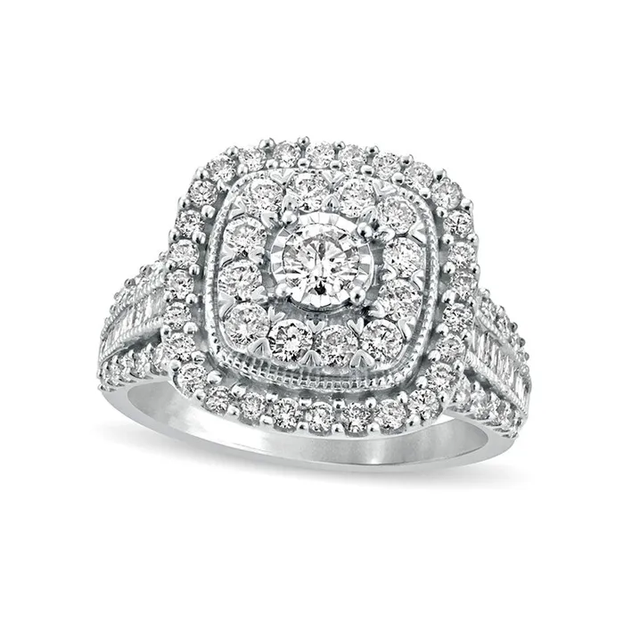 Rings Goldia 15 CT TW Natural Diamond Double Cushion Frame Antique VintageStyle Engagement Ring in Solid 10K White Gold Rings Goldia 15 CT TW Natural Diamond Double Cushion Frame Antique VintageStyle Engagement Ring in Solid 10K White Gold