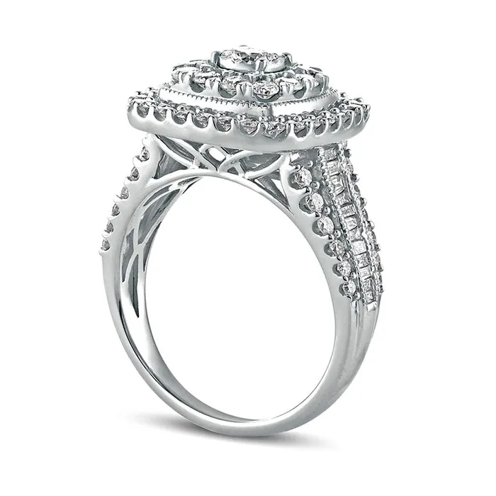Rings Goldia 15 CT TW Natural Diamond Double Cushion Frame Antique VintageStyle Engagement Ring in Solid 10K White Gold Rings Goldia 15 CT TW Natural Diamond Double Cushion Frame Antique VintageStyle Engagement Ring in Solid 10K White Gold