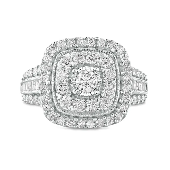 Rings Goldia 15 CT TW Natural Diamond Double Cushion Frame Antique VintageStyle Engagement Ring in Solid 10K White Gold Rings Goldia 15 CT TW Natural Diamond Double Cushion Frame Antique VintageStyle Engagement Ring in Solid 10K White Gold