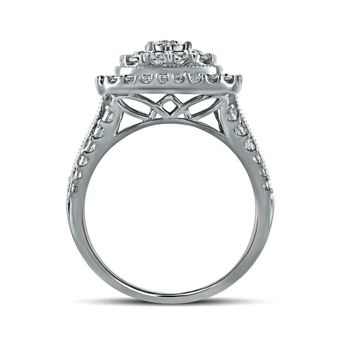 Rings Goldia 15 CT TW Natural Diamond Double Cushion Frame Antique VintageStyle Engagement Ring in Solid 10K White Gold Rings Goldia 15 CT TW Natural Diamond Double Cushion Frame Antique VintageStyle Engagement Ring in Solid 10K White Gold