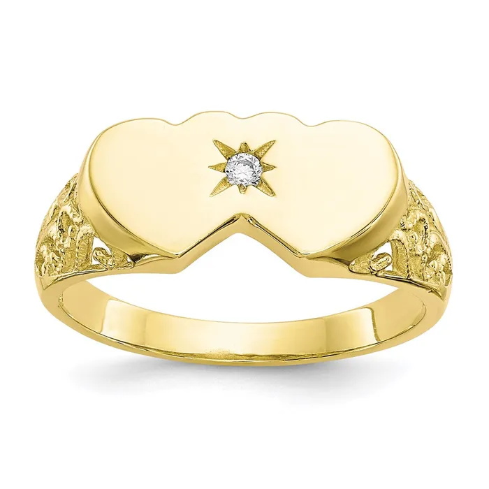 Rings Goldia 10K Yellow Gold Double Heart CZ Ring