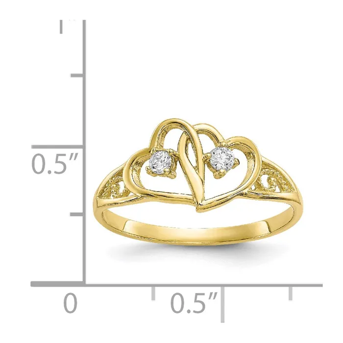 Rings Goldia 10K Yellow Gold Double Heart CZ Ring