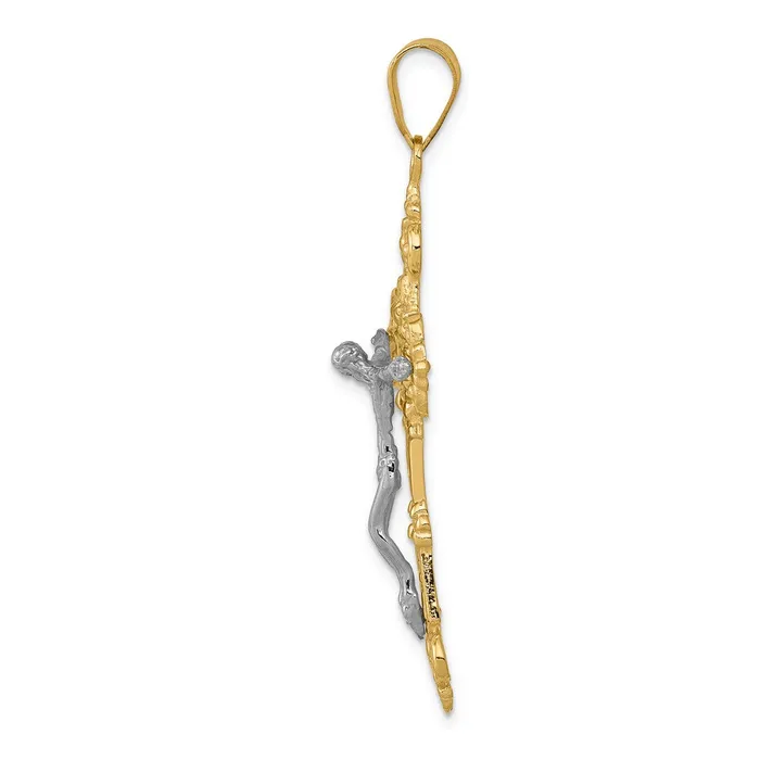 Rings Goldia 14k Twotone Gold INRI Fleur De Lis Crucifix Pendant