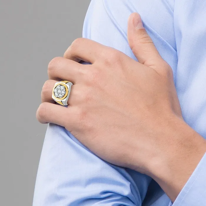 Rings Goldia 14k Twotone Gold Mens 2 carat Diamond Complete Ring
