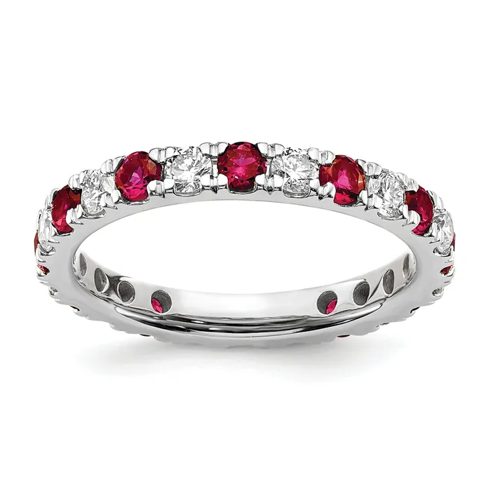 Rings Goldia 14k White Gold 38 Ct Lab Grown Diamond VSSI G and Lab Created Ruby Eternity Band Ring Rings Goldia 14k White Gold 38 Ct Lab Grown Diamond VSSI G and Lab Created Ruby Eternity Band Ring