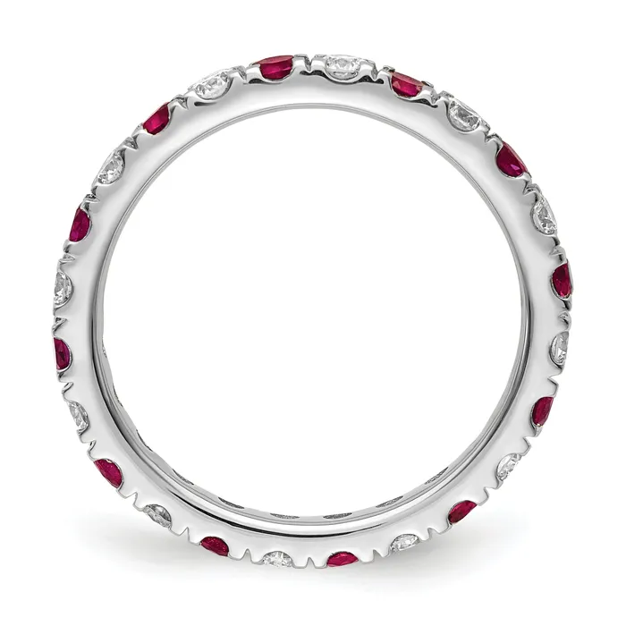Rings Goldia 14k White Gold 38 Ct Lab Grown Diamond VSSI G and Lab Created Ruby Eternity Band Ring
