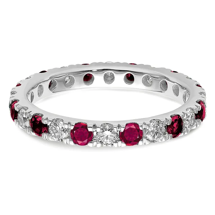 Rings Goldia 14k White Gold 38 Ct Lab Grown Diamond VSSI G and Lab Created Ruby Eternity Band Ring