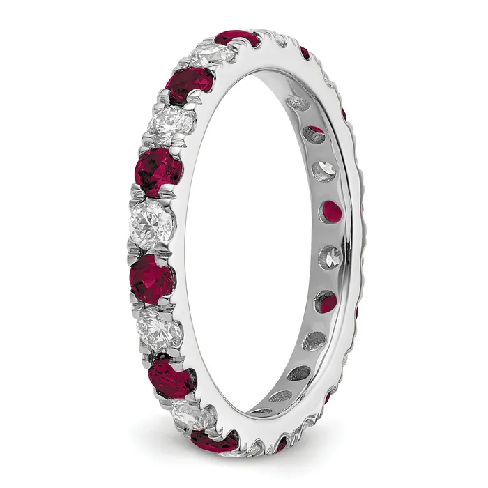 Rings Goldia 14k White Gold 38 Ct Lab Grown Diamond VSSI G and Lab Created Ruby Eternity Band Ring