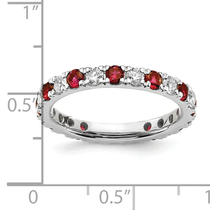 Rings Goldia 14k White Gold 38 Ct Lab Grown Diamond VSSI G and Lab Created Ruby Eternity Band Ring