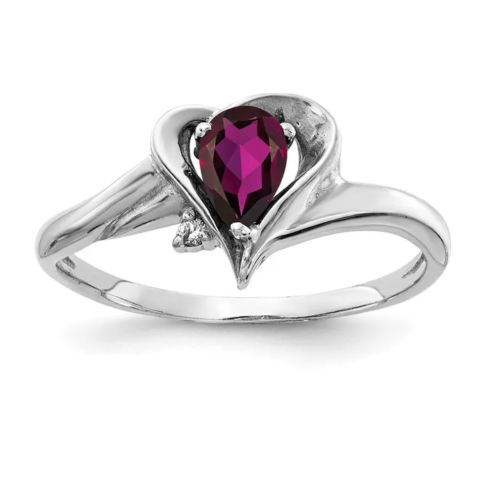 Rings Goldia 14k White Gold 6x4mm Pear Rhodolite Garnet A Diamond ring