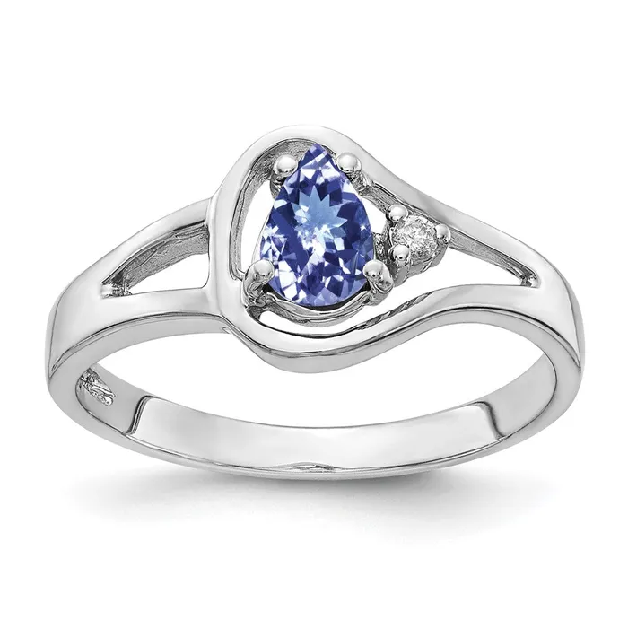 Rings Goldia 14k White Gold 6x4mm Pear Tanzanite VS Diamond ring