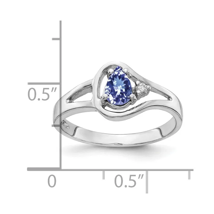 Rings Goldia 14k White Gold 6x4mm Pear Tanzanite VS Diamond ring