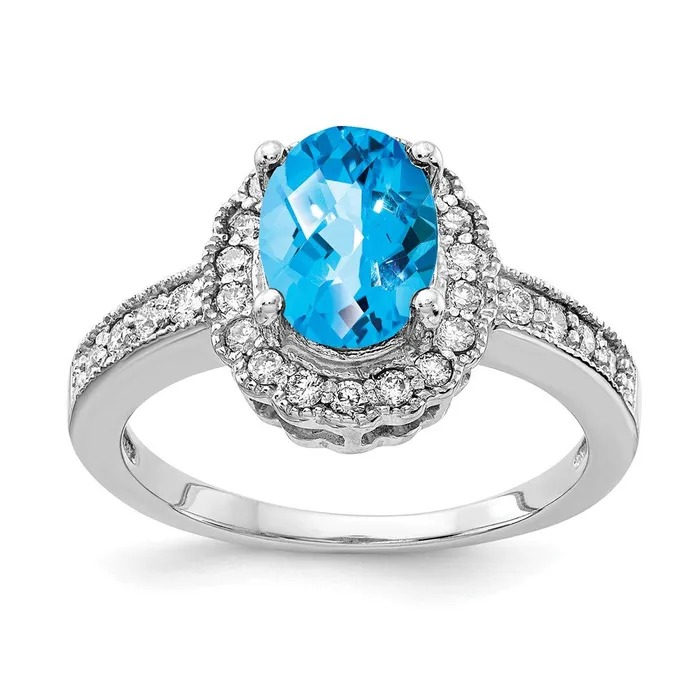 Rings Goldia 14k White Gold 8x6mm Oval Blue Topaz Checker AA Diamond ring Rings Goldia 14k White Gold 8x6mm Oval Blue Topaz Checker AA Diamond ring