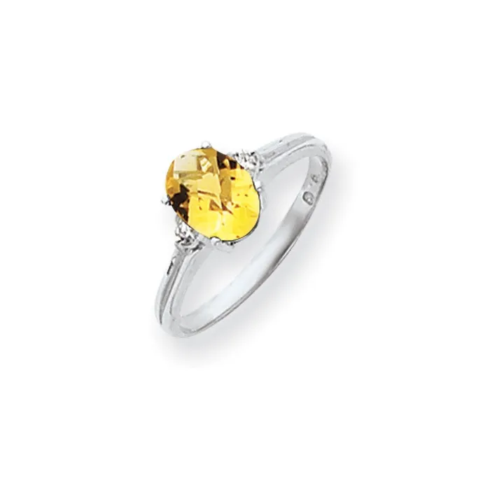 Rings Goldia 14k White Gold 8x6mm Oval Citrine Checker A Diamond ring