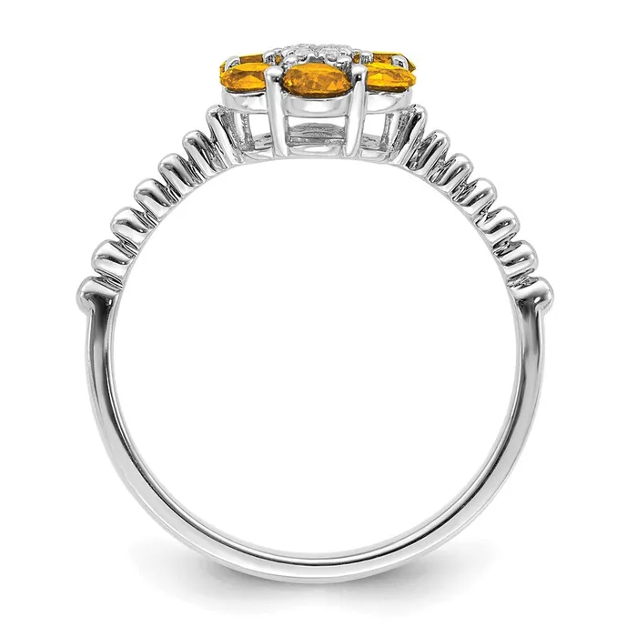 Rings Goldia 14k White Gold Citrine and Real Diamond Floral Ring