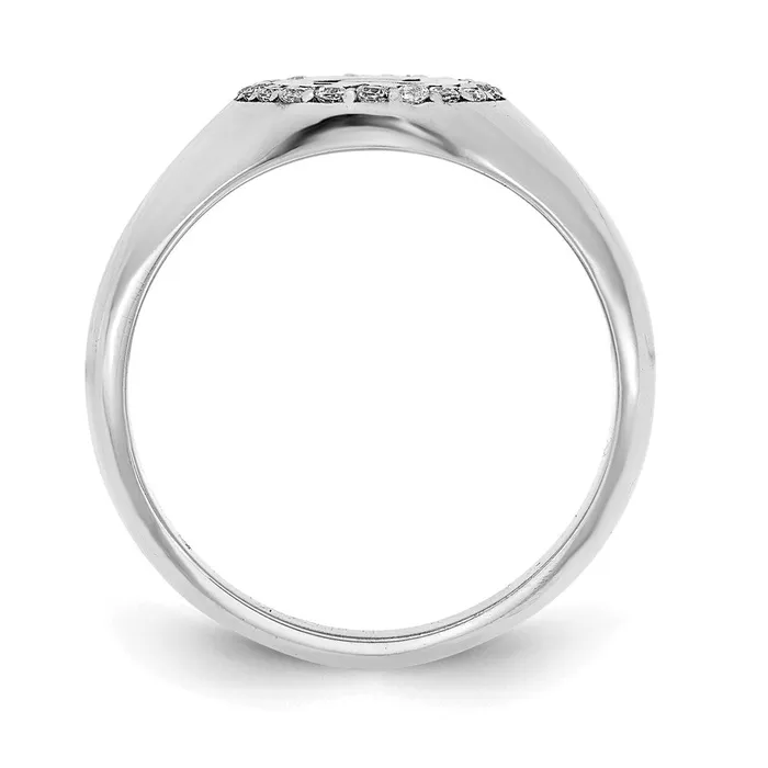Rings Goldia 14K White Gold Initial Oval with Real Diamond Classic Signet Ring